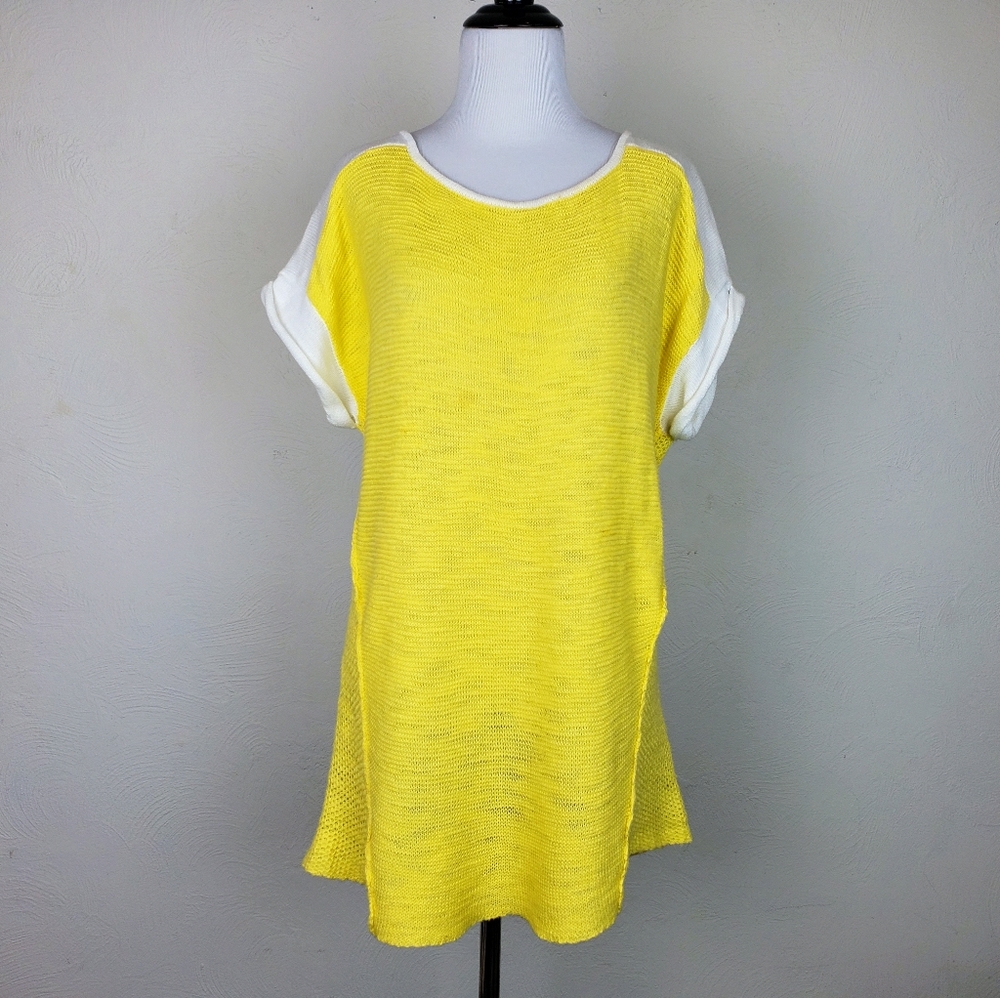 Anthropologie Michael Stars Top Color Block Yellow White Spring Summer